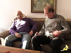 Mature couple trying group fucking with a woman from the side